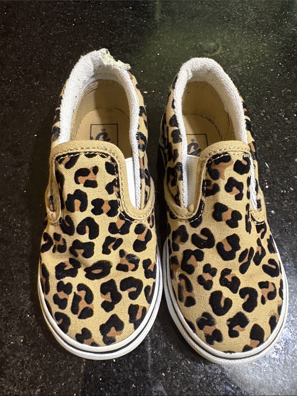 Vans Kids Leopard Print Slip-On Sneakers - Tan/Black